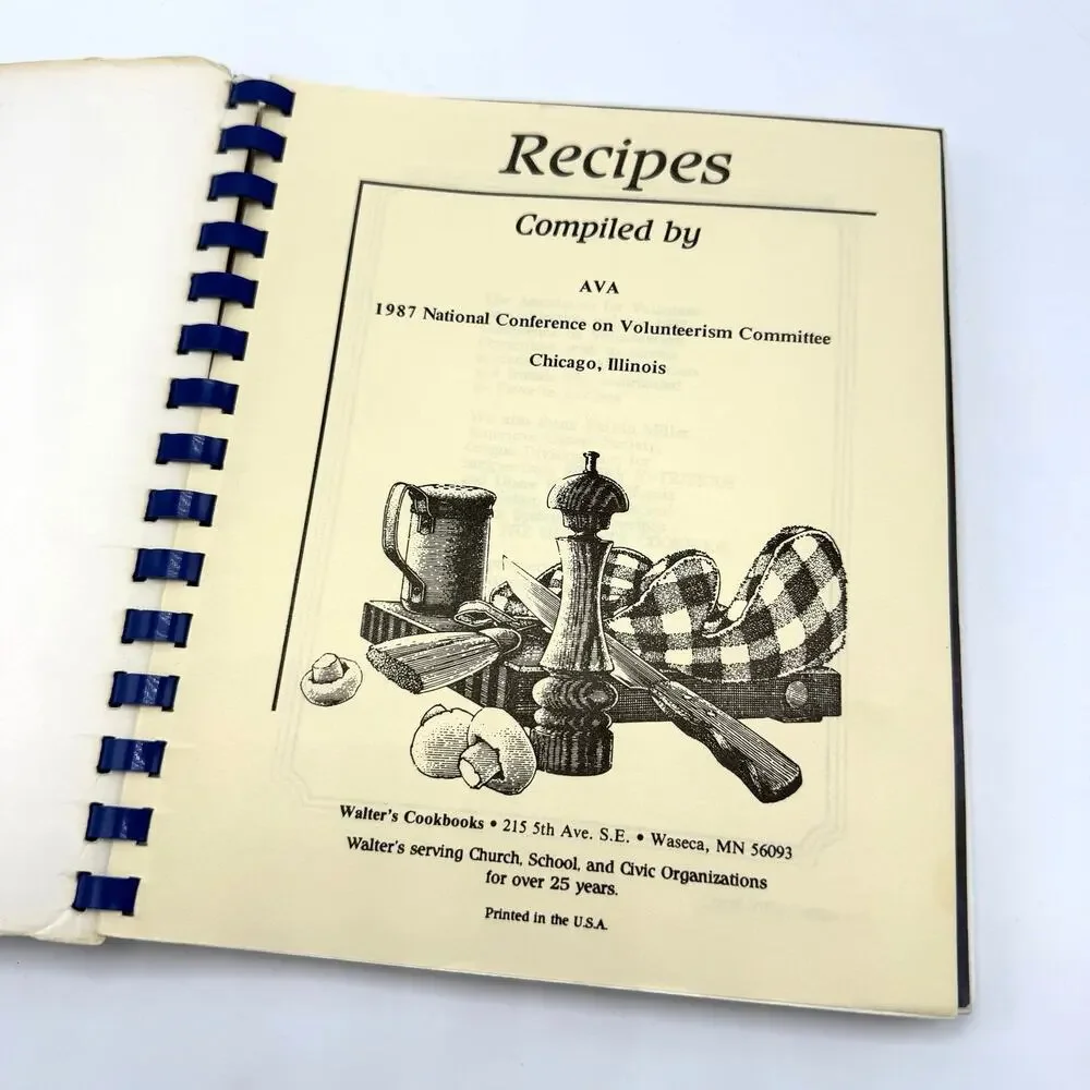 AVA Favorite Recipes Cookbook Vintage 1987 Chicago Conference of Volunteerism
